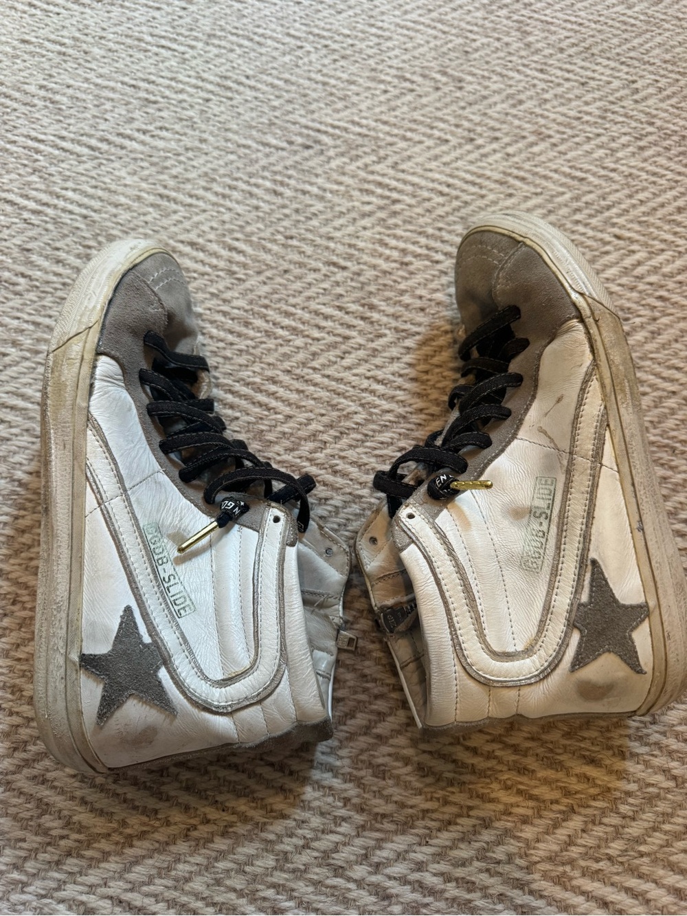 Golden Goose Slide High-Top Sneakers in White and Beige - Picture 5 of 7
